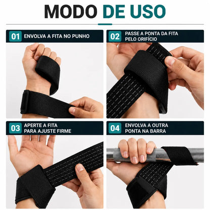 Munhequeira para Musculação com Suporte de Pegada.