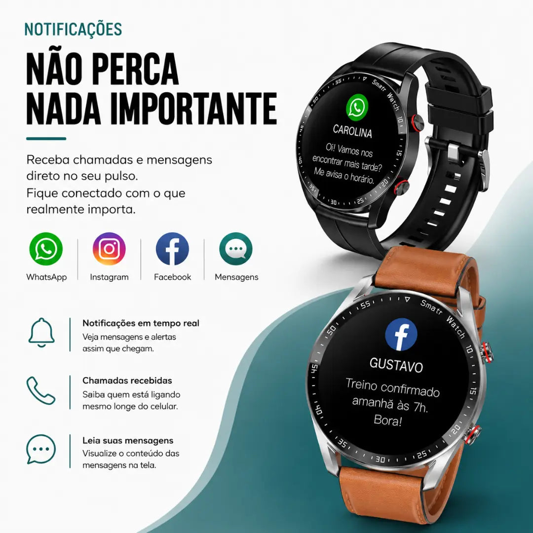 Smartwatch Esportivo com Chamadas Bluetooth